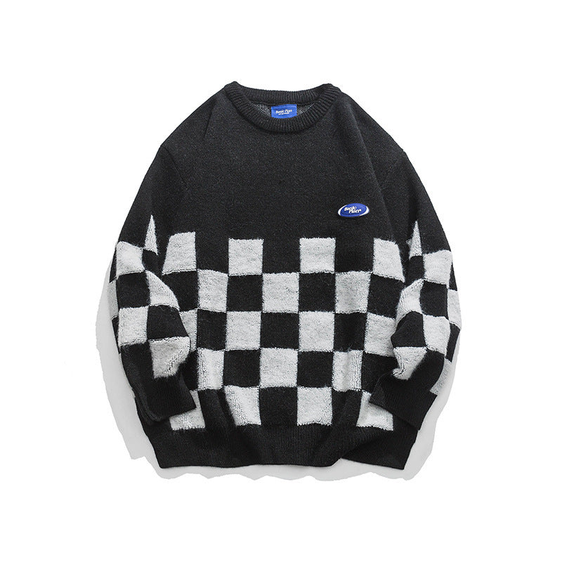Unisex Retro Checked Casual Sweater