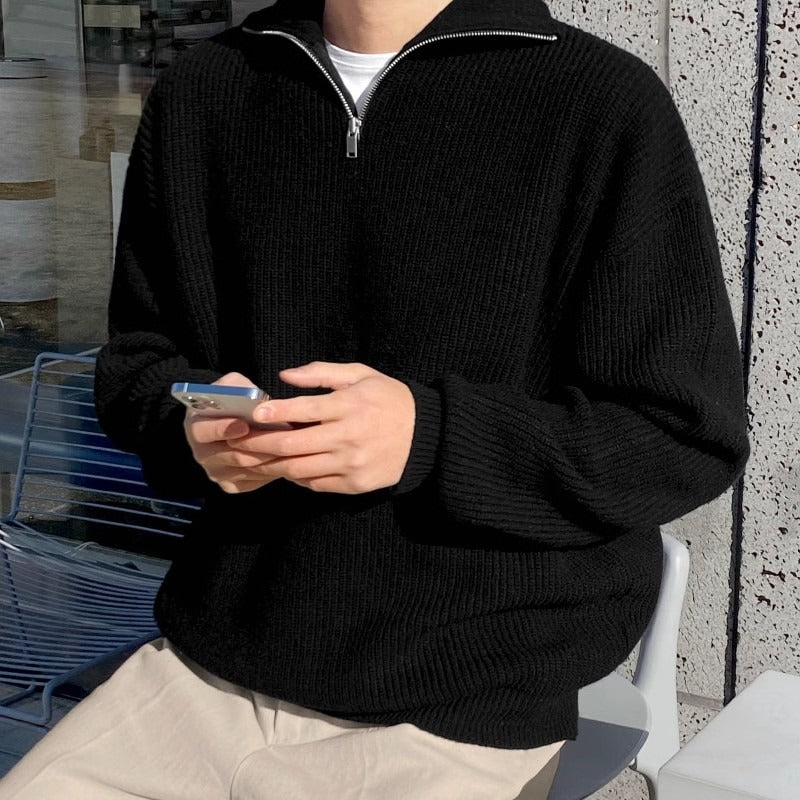 Pullover Men's Half Turtleneck Zipper Pullover