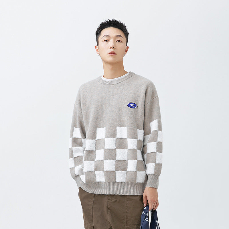 Unisex Retro Checked Casual Sweater