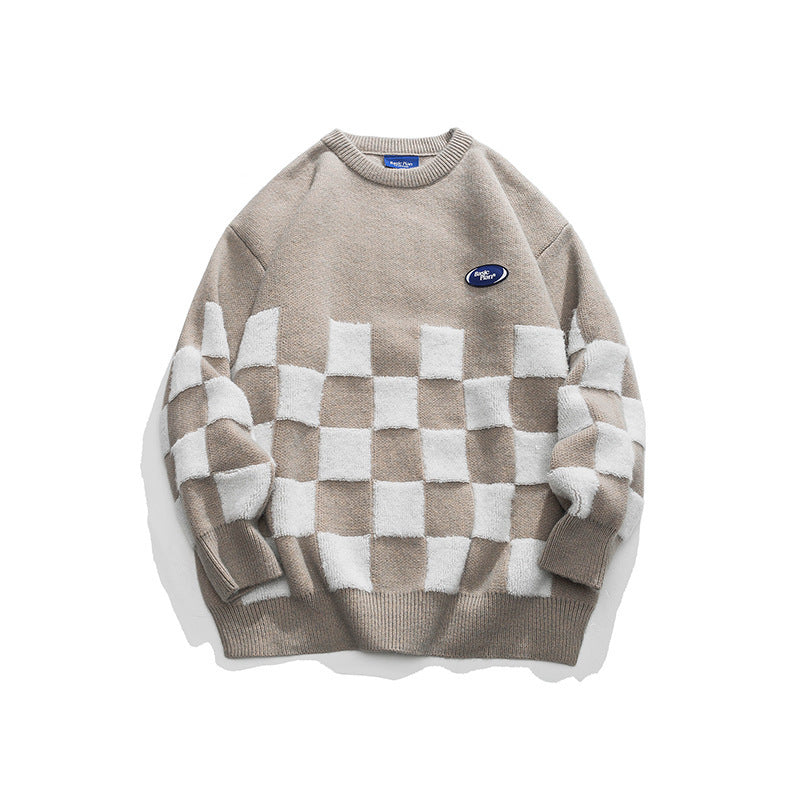 Unisex Retro Checked Casual Sweater