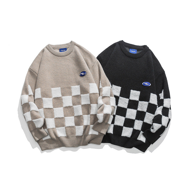 Unisex Retro Checked Casual Sweater